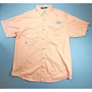 Columbia PFG Bonehead Mens Short Sleeve Fishing Shirt Peach FM7130 Medium